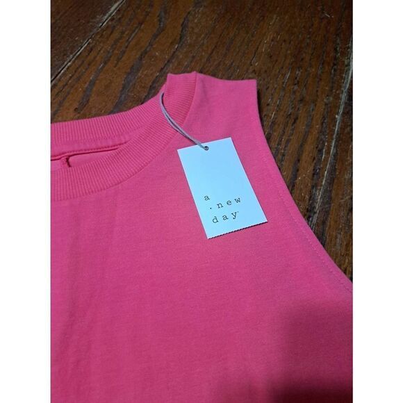 New XL A New Day Pink Sleeveless Round Neck Tshirt Dress Midi Summer Spring NWT - Picture 2 of 2